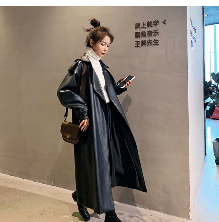 「完全受注販売」スマートなレザーロングコート